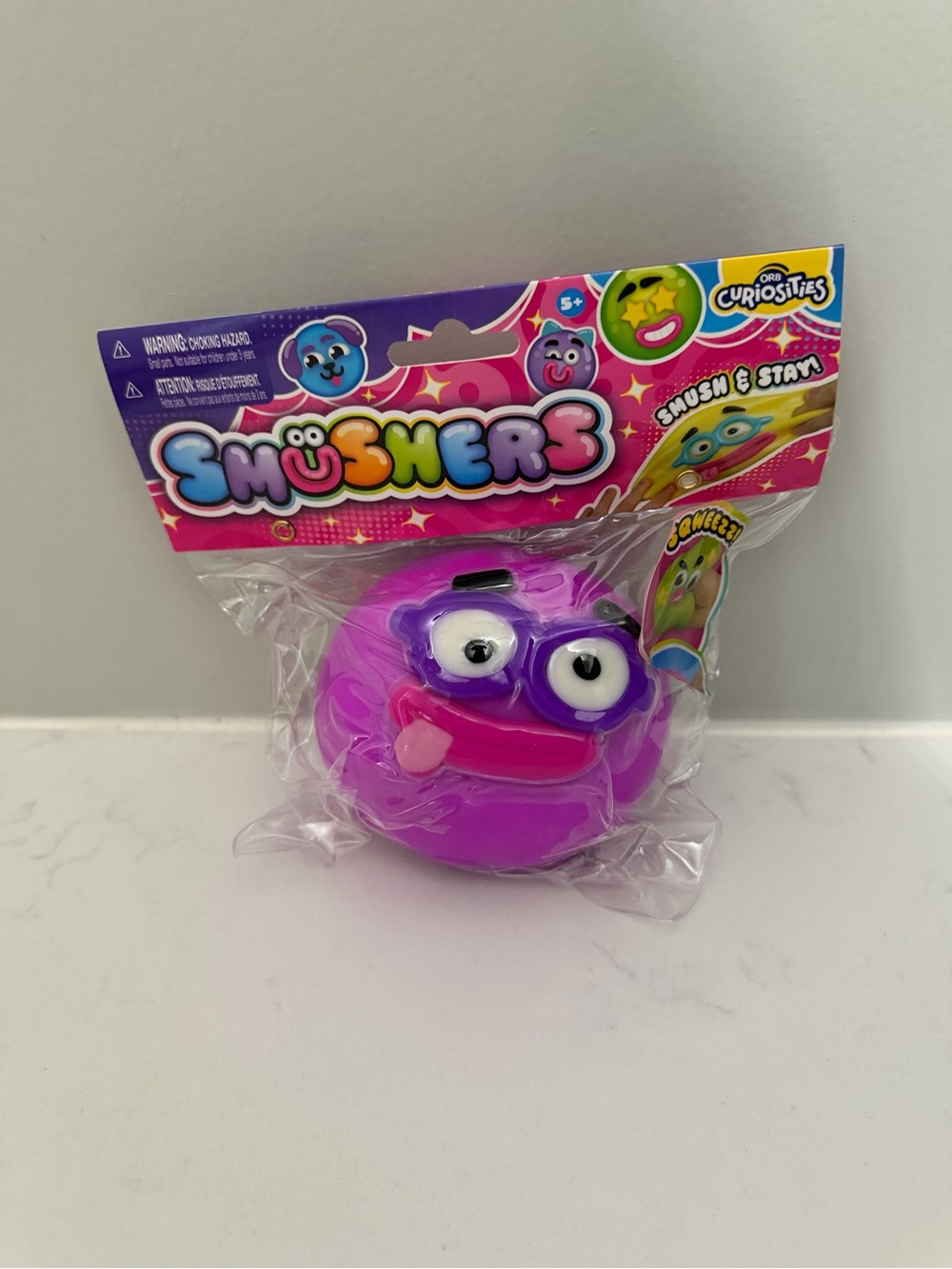 NEW Smushers Purple Funny Face Squishy